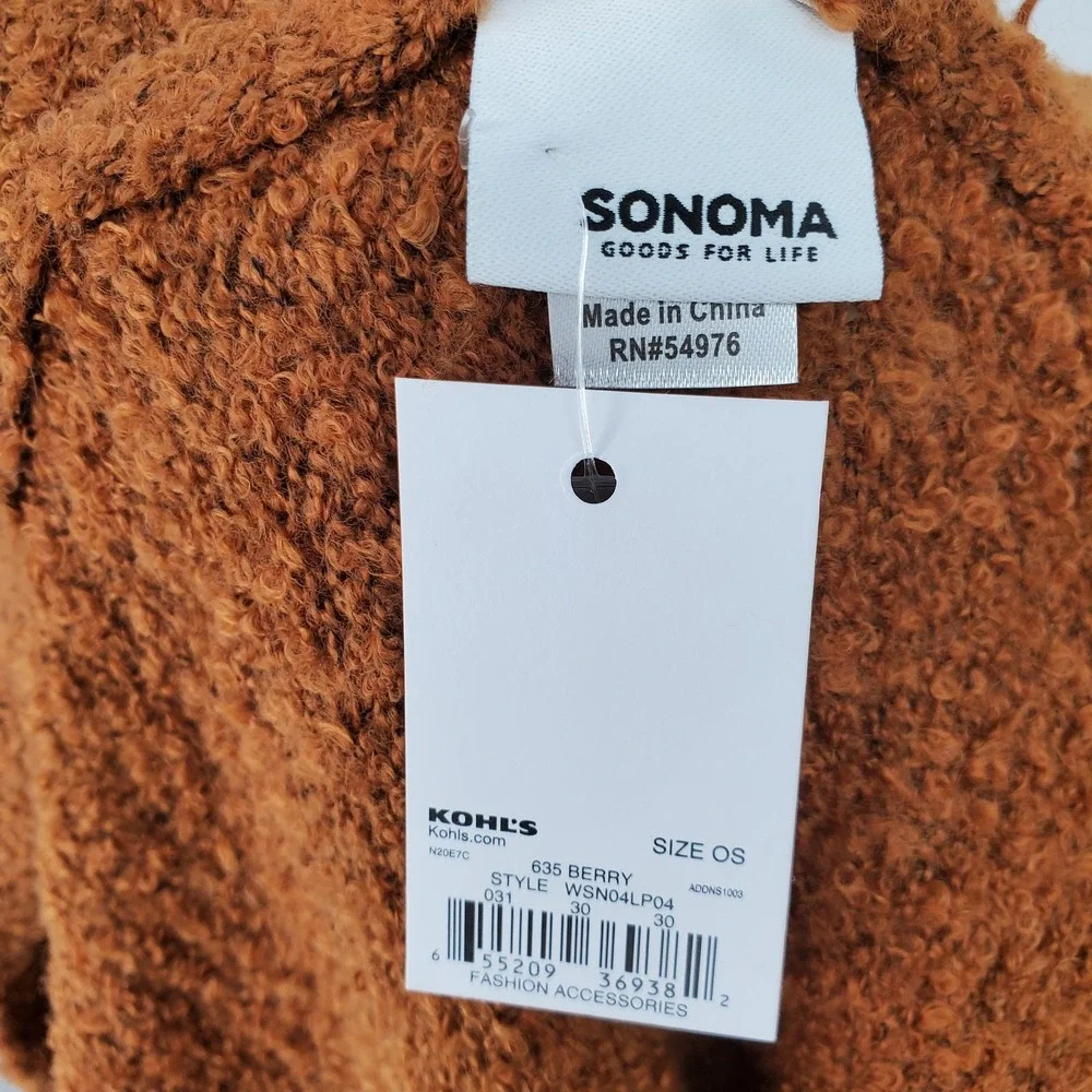 Sonoma Goods For Life Womens OS Colorblock Chevron Poncho‎ Wrap Berry Brown New